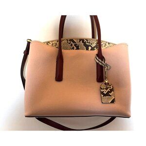 Kate Spade NY Margaux Pink Leather Embossed Snake Satchel Detachable Adjustable